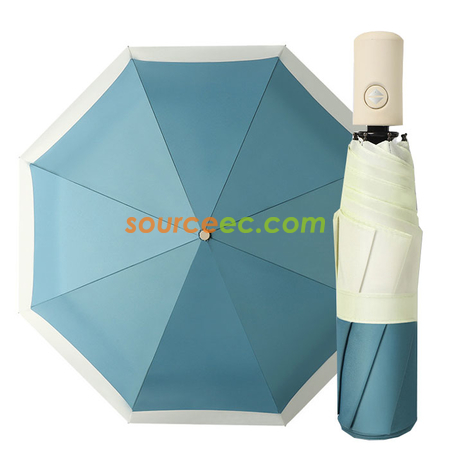 客製化兩色接拼三摺自動廣告雨傘禮品