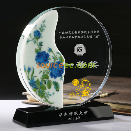 客製化單面陶瓷水晶獎座禮品