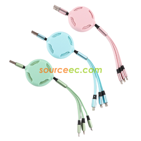 客製化矽膠三合一伸縮充電線禮品