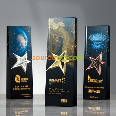 客製化幻彩金屬星星水晶獎座