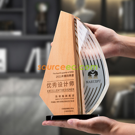 客製化實木水晶獎座禮品