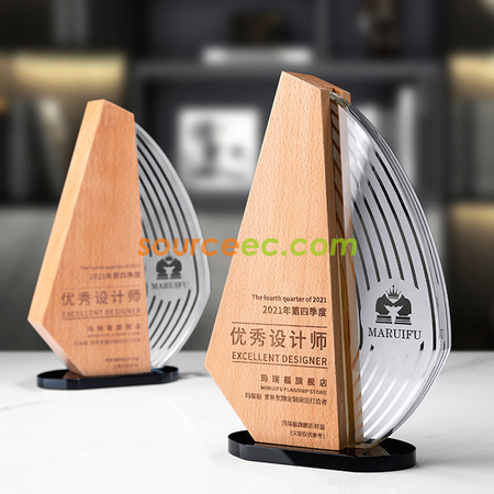 客製化實木水晶獎座禮品