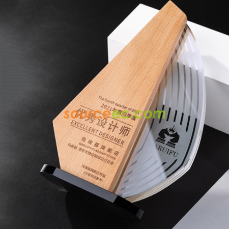 客製化實木水晶獎座禮品