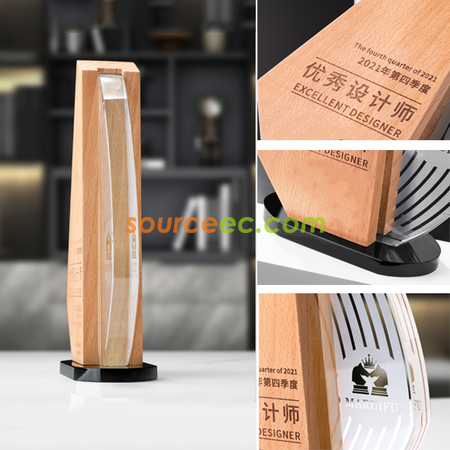 客製化實木水晶獎座禮品