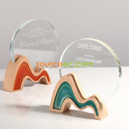 客製化創意實木水晶獎座禮品