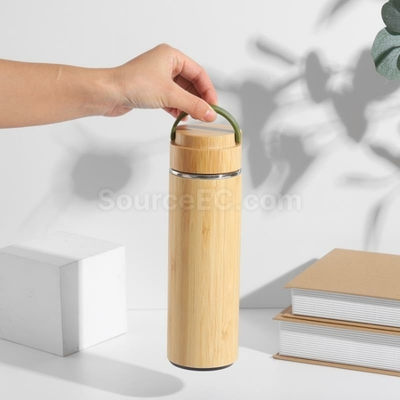 客製化手提蓋竹殼保溫杯禮品