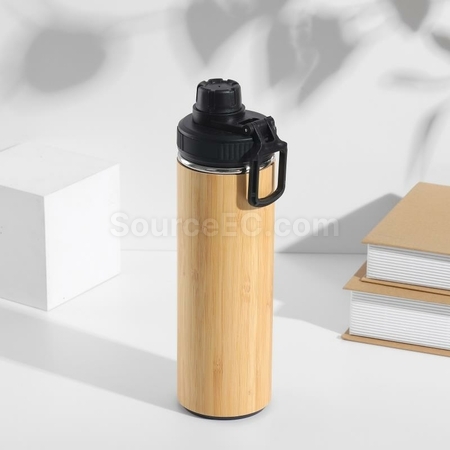 客製化手提蓋竹殼客製化保溫瓶禮品
