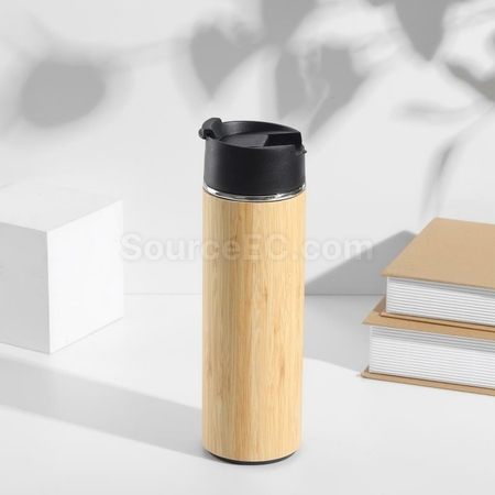 客製化手提蓋竹殼客製化保溫瓶禮品
