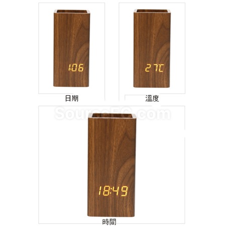 客製化木質時鐘筆筒禮品