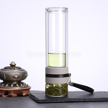客製化攜帶式茶水分離玻璃杯禮品