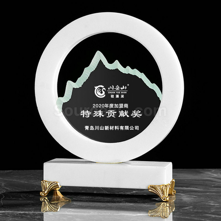 客製化創意圓盤大理石客製獎座禮品
