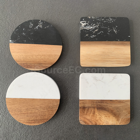 客製化大理石拼木杯墊禮品