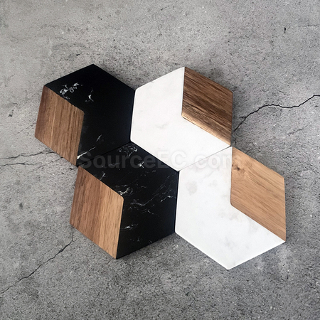 客製化大理石拼木杯墊禮品