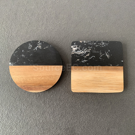 客製化大理石拼木杯墊禮品
