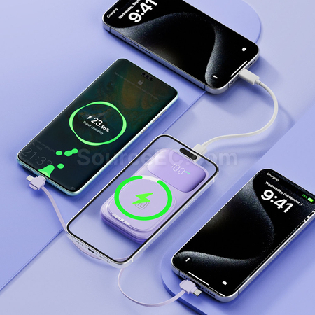 客製化磁吸雙線快充移動電源禮品