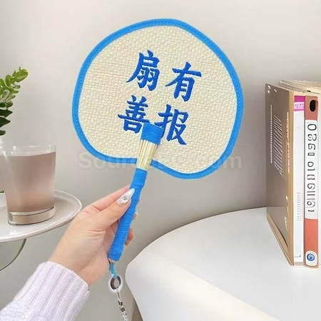客製化手工編織蒲草扇禮品