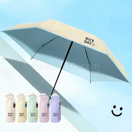口袋五摺彩膠晴雨傘