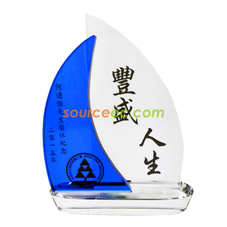 客製化夢幻藍彩水晶獎座禮品