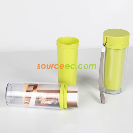 客製化350ML雙層環保隨身杯帶掛繩禮品