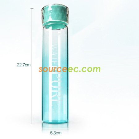 客製化350ML漸變色透明運動玻璃杯禮品