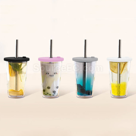 客製化雙層塑膠吸管杯禮品