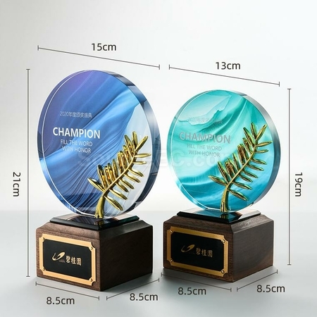 客製化實木水晶獎座禮品