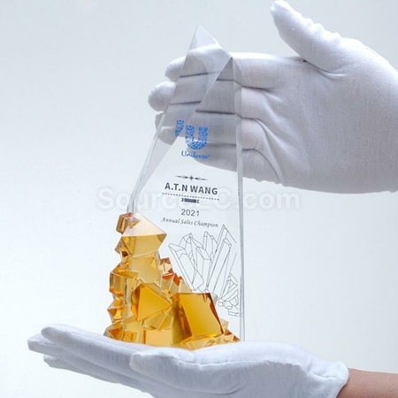 客製化尖峰時刻琉璃水晶獎座禮品
