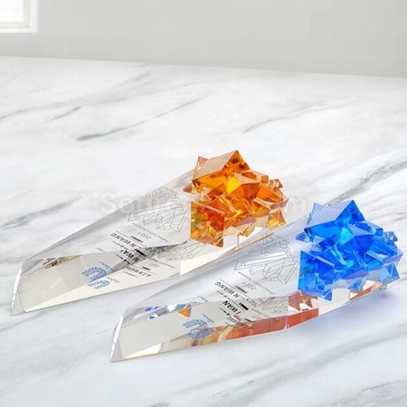 客製化尖峰時刻琉璃水晶獎座禮品