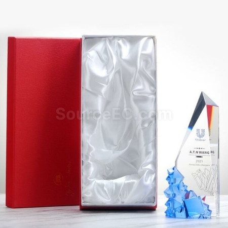 客製化尖峰時刻琉璃水晶獎座禮品