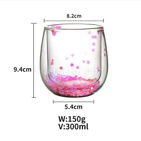 客製化浪漫櫻花雙層玻璃杯禮品