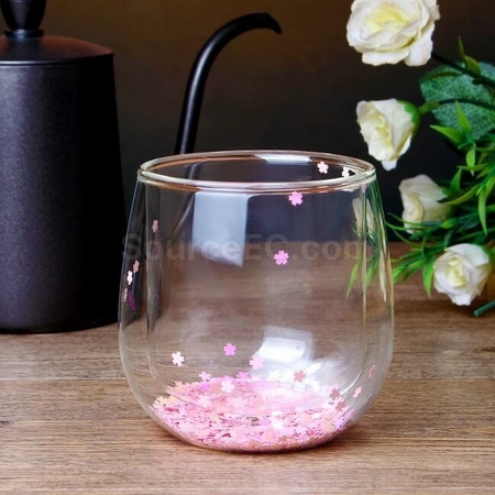 客製化浪漫櫻花雙層玻璃杯禮品