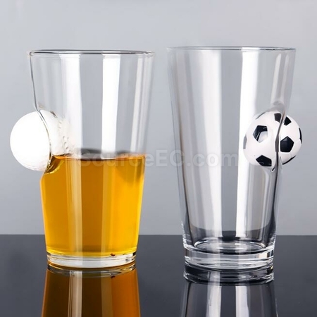 客製化創意造型鑲嵌球啤酒玻璃杯禮品