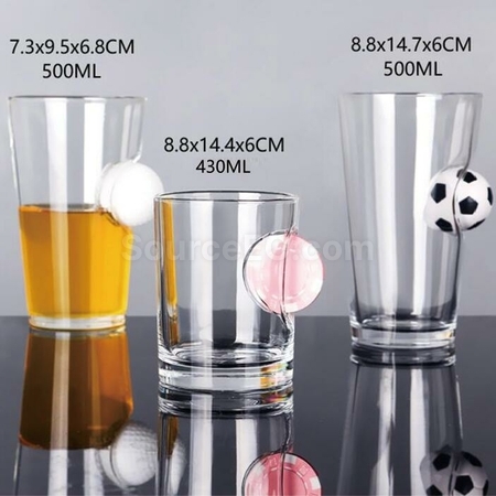 客製化創意造型鑲嵌球啤酒玻璃杯禮品