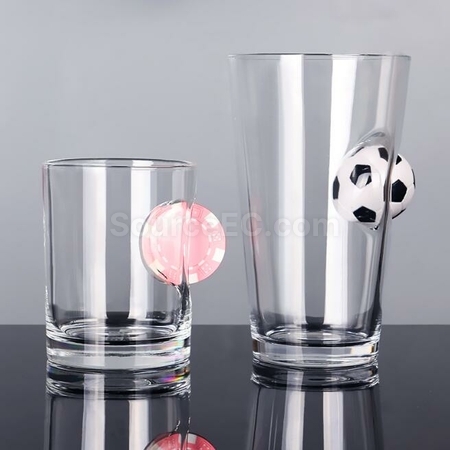 客製化創意造型鑲嵌球啤酒玻璃杯禮品