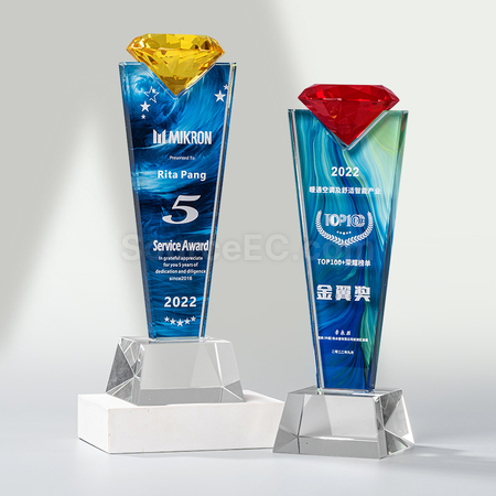 客製化彩色鑽石水晶獎座禮品