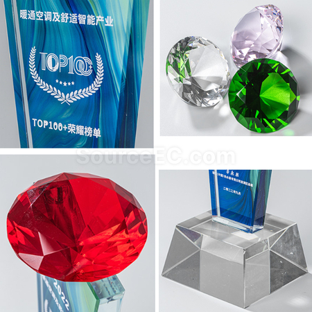 客製化彩色鑽石水晶獎座禮品
