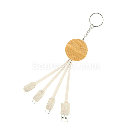 客製化三合一木質充電線鎖匙扣禮品