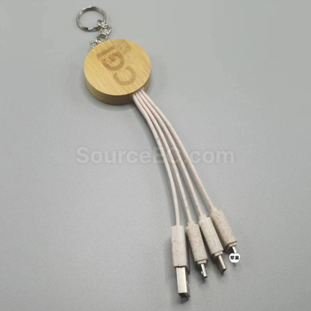 客製化三合一木質充電線鎖匙扣禮品