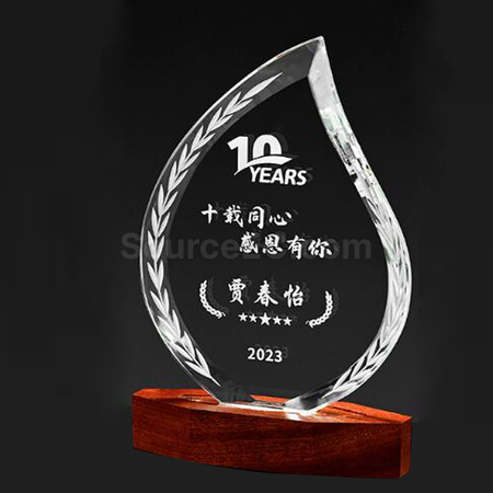 客製化發光實木底座水晶禮品