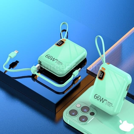 客製化便攜式自帶線手提快充移動電源禮品