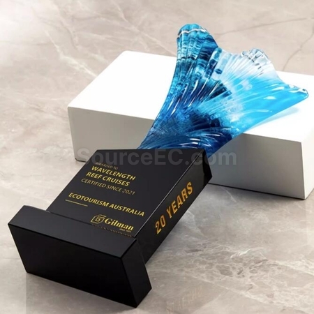 客製化乘風破浪黑水晶獎座禮品