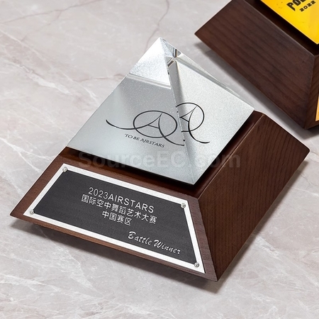 客製化實木水晶獎座禮品