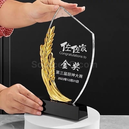 客製化金銀銅水晶獎座禮品