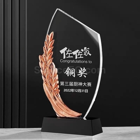 客製化金銀銅水晶獎座禮品