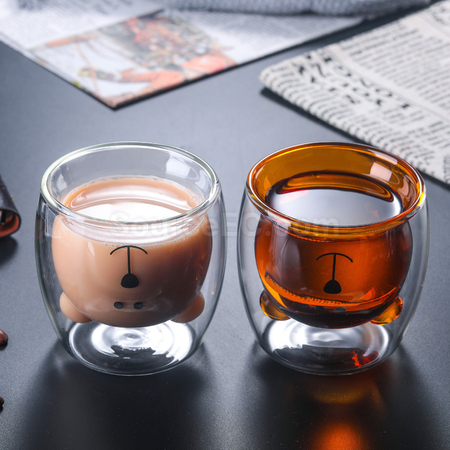 客製化卡通雙層玻璃杯禮品