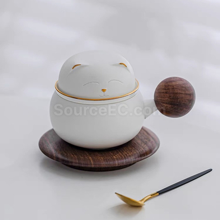 客製化招財貓陶瓷杯禮品