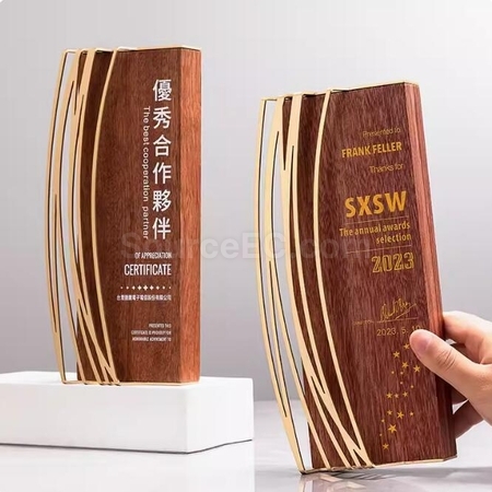 客製化客製化金屬實木獎座禮品