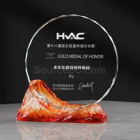 客製化風山水起琉璃水晶獎座禮品
