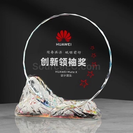 客製化風山水起琉璃水晶獎座禮品