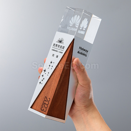 客製化實木水晶獎座禮品